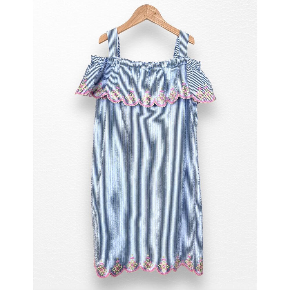 Land's End Seersucker Embroidered Sundress, Size 12
